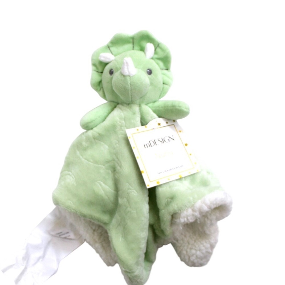 mDESIGN Mint Green Triceratop Baby Boy Dinosaur Lovey Plush Security Blanket NWT